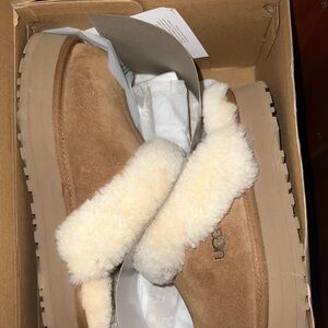 UGG Brown Slippers with Plush Cream Lining